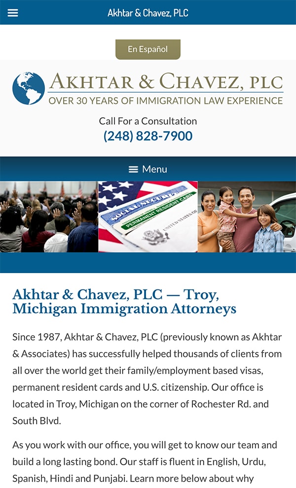 Mobile Friendly Law Firm Webiste for Akhtar & Chavez, PLC