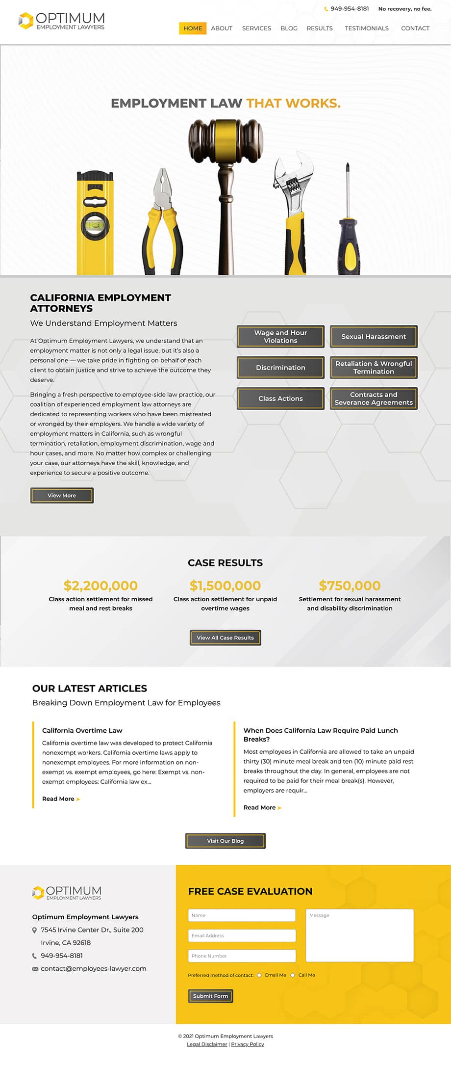 Law Firm Website Design for Optimum Employment Lawyers