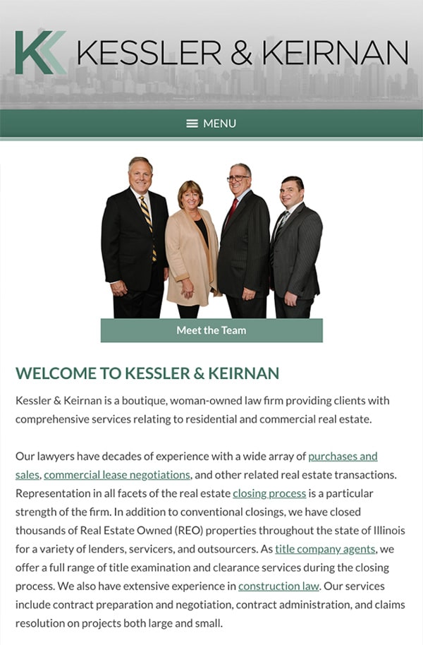 Mobile Friendly Law Firm Webiste for Kessler & Keirnan, P.C.