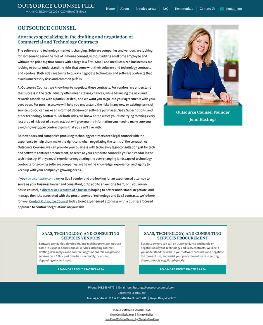 Law Firm Website Design for Outsource Counsel PLLC