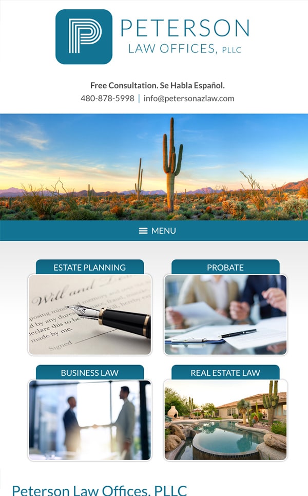 Mobile Friendly Law Firm Webiste for Peterson Law Offices, PLLC