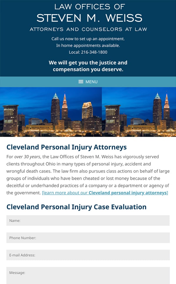 Mobile Friendly Law Firm Webiste for Law Offices of Steven M. Weiss