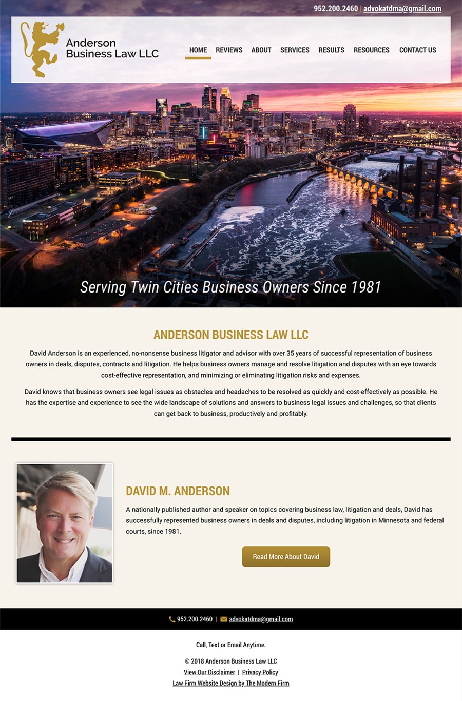 Law Firm Website Design for Anderson Business Law LLC