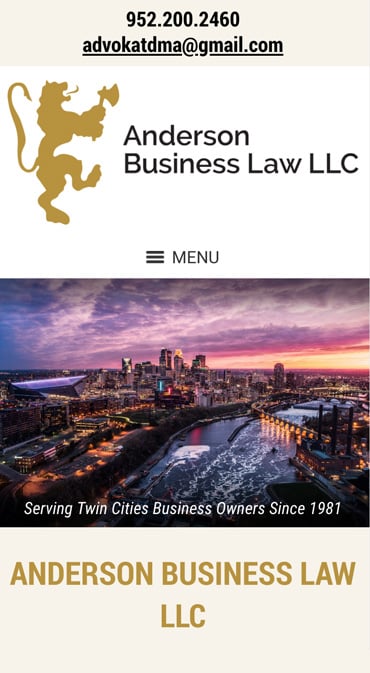 Responsive Mobile Attorney Website for Anderson Business Law LLC