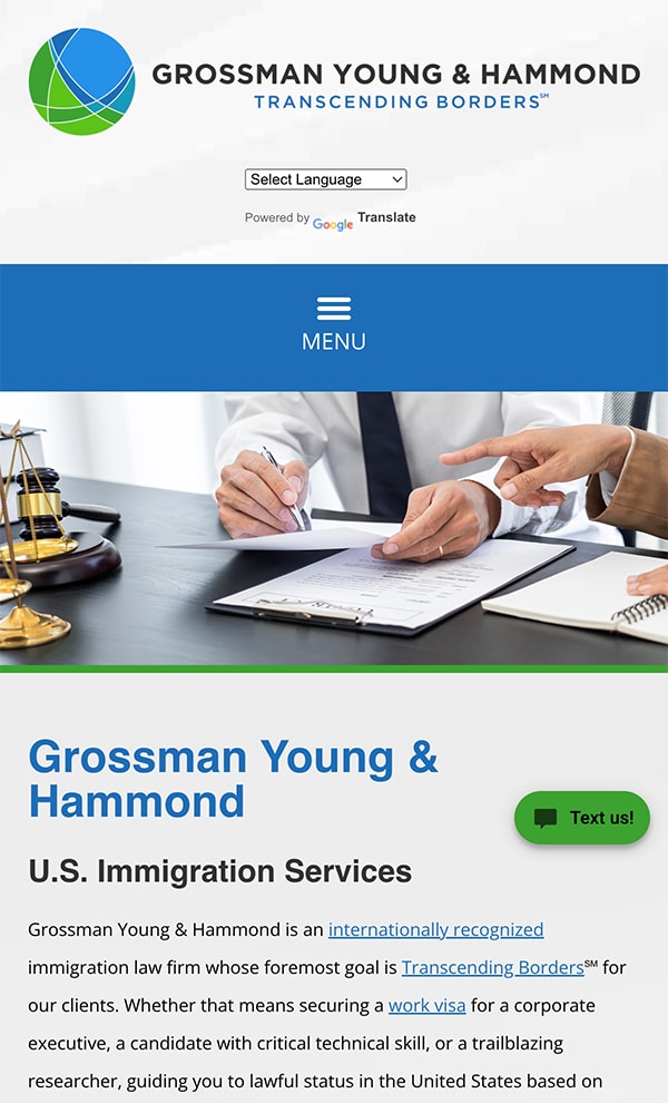 Mobile Friendly Law Firm Webiste for Grossman Young & Hammond