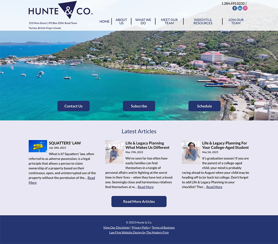 Law Firm Website Design for Hunte & Co.