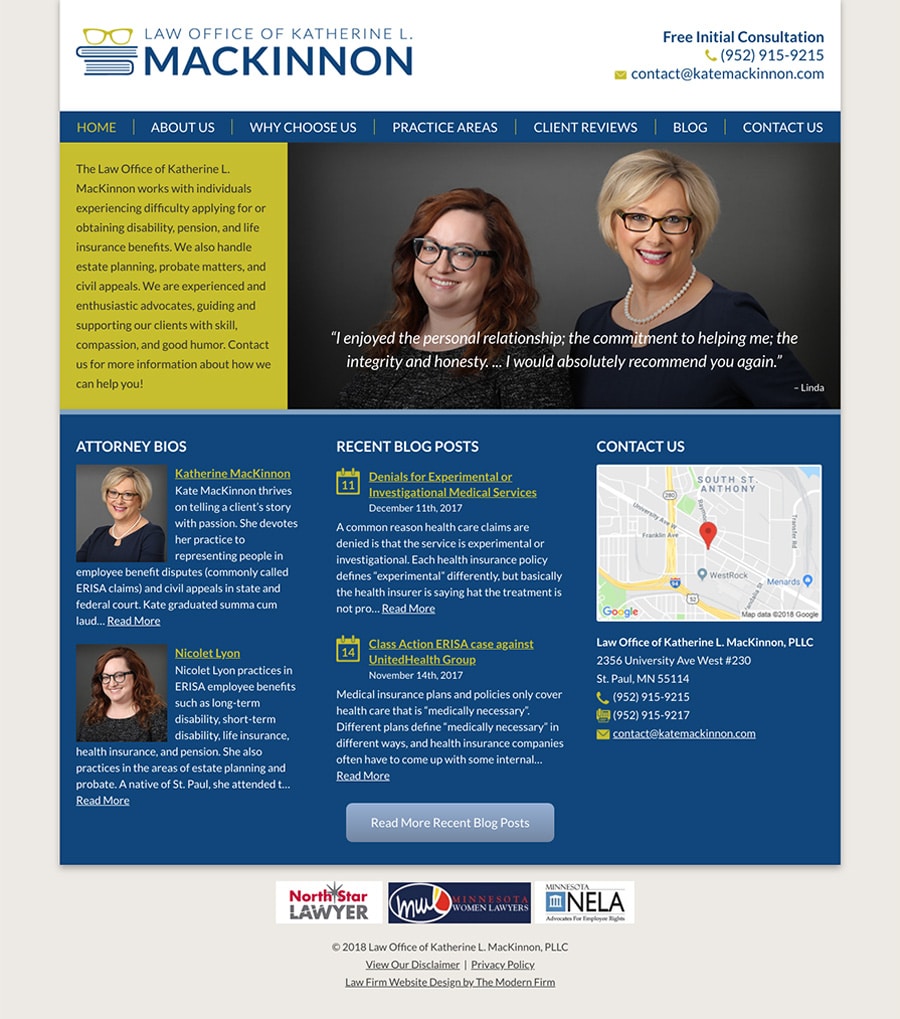 Law Firm Website Design for Law Office of Katherine L. MacKinnon, PLLC