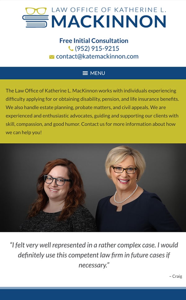 Mobile Friendly Law Firm Webiste for Law Office of Katherine L. MacKinnon, PLLC