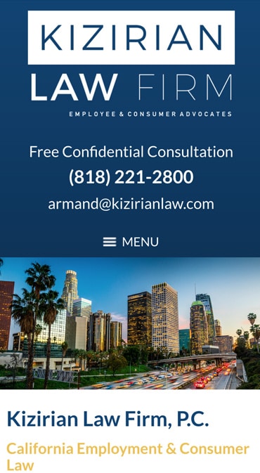 Responsive Mobile Attorney Website for Kizirian Law Firm, P.C.