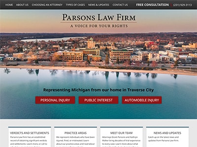 Law Firm Website design for Parsons Law Firm PLC