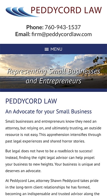 Responsive Mobile Attorney Website for Peddycord Law