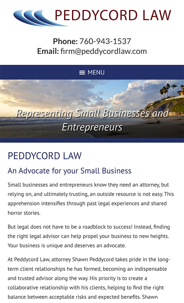 Mobile Friendly Law Firm Webiste for Peddycord Law