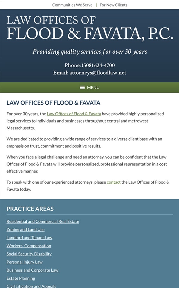 Mobile Friendly Law Firm Webiste for Law Offices of Flood & Favata