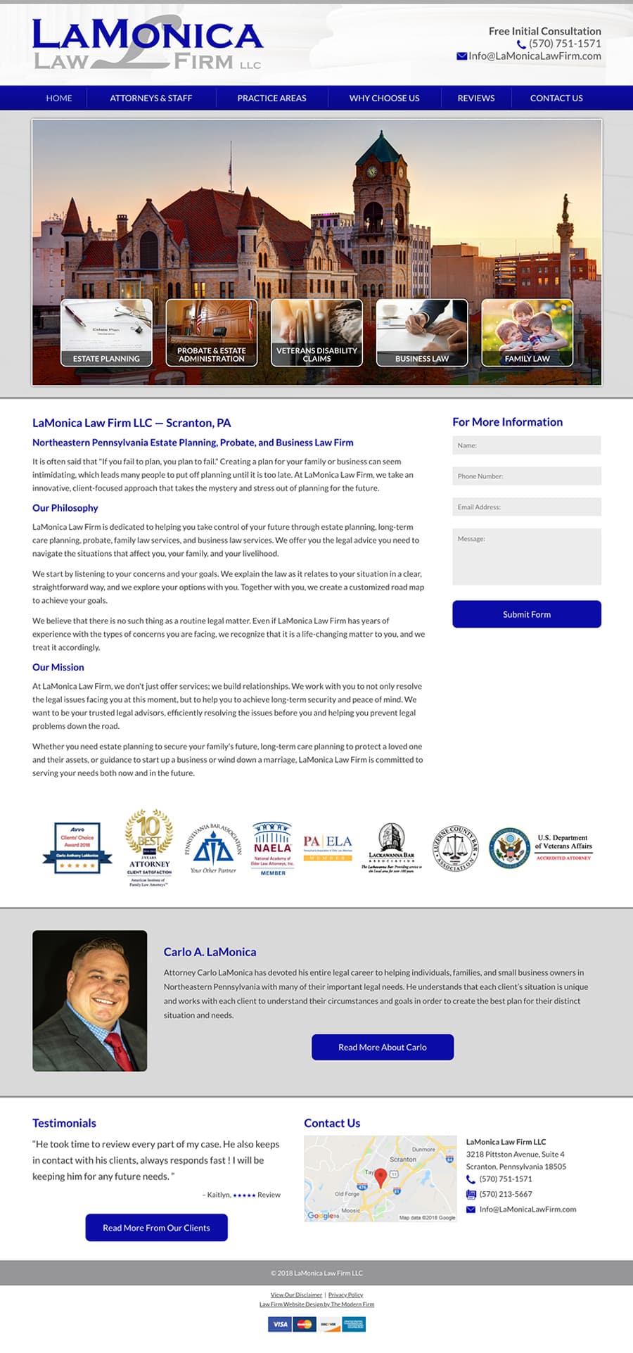 Law Firm Website Design for LaMonica Law Firm LLC