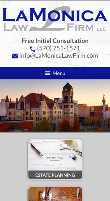 Responsive Mobile Attorney Website for LaMonica Law Firm LLC