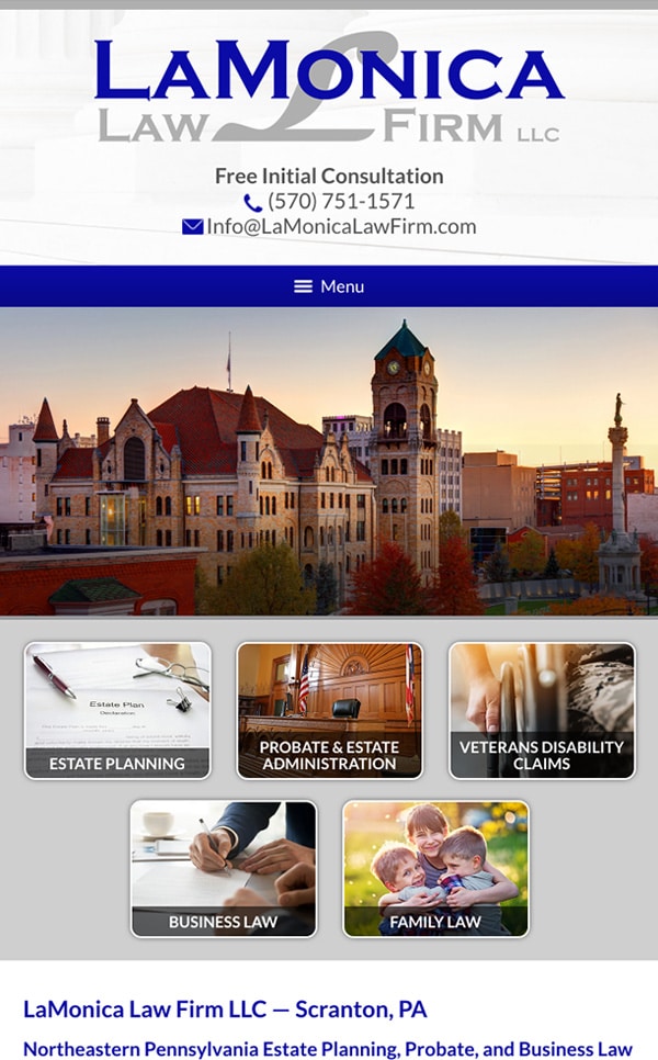 Mobile Friendly Law Firm Webiste for LaMonica Law Firm LLC