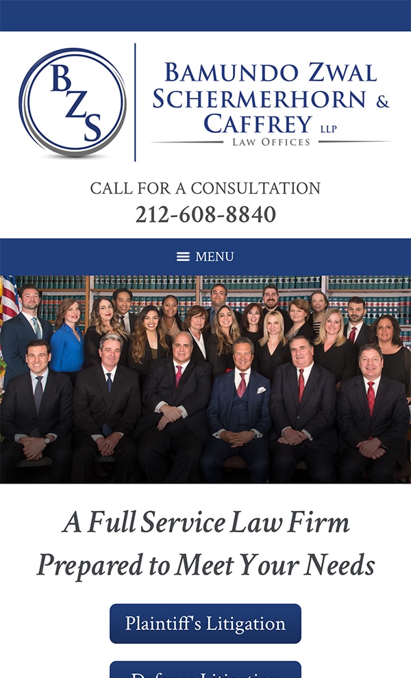 Mobile Friendly Law Firm Webiste for Bamundo Zwal Schermerhorn & Caffrey LLP