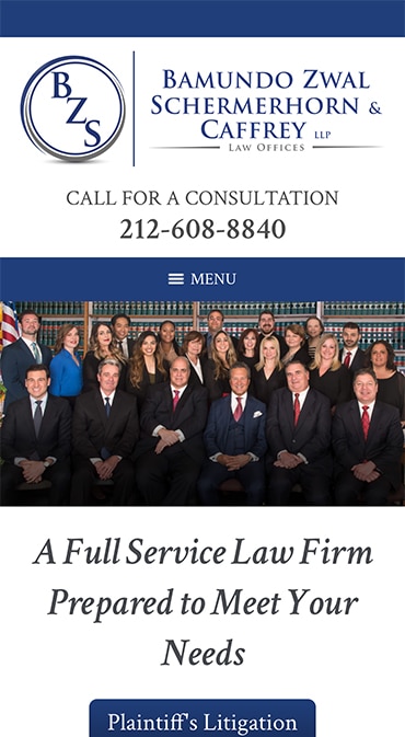 Responsive Mobile Attorney Website for Bamundo Zwal Schermerhorn & Caffrey LLP