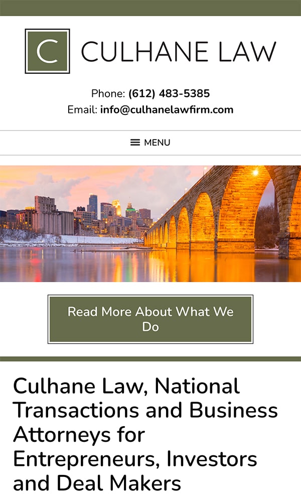 Mobile Friendly Law Firm Webiste for Culhane Law