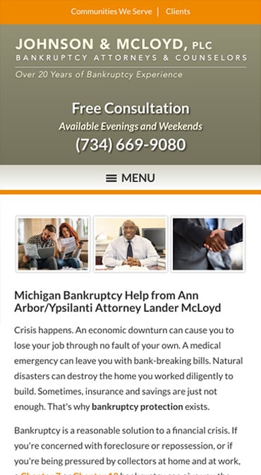 Responsive Mobile Attorney Website for Johnson & McLoyd, PLC