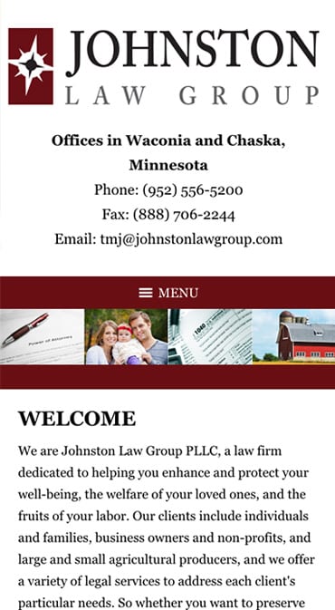 Responsive Mobile Attorney Website for Johnston Law Group, PLLC