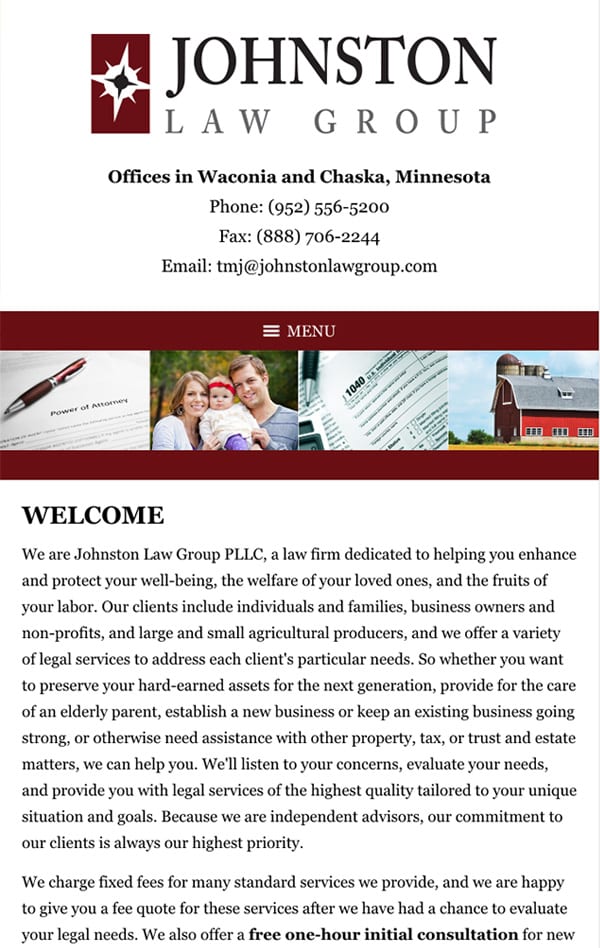 Mobile Friendly Law Firm Webiste for Johnston Law Group, PLLC