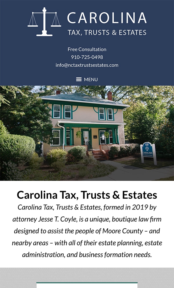 Mobile Friendly Law Firm Webiste for Carolina Tax, Trusts & Estates