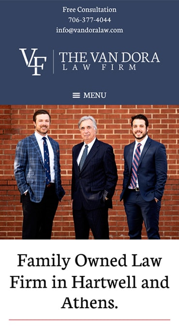 Responsive Mobile Attorney Website for The Van Dora Law Firm