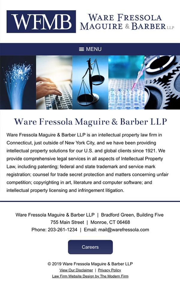 Mobile Friendly Law Firm Webiste for Ware Fressola Maguire & Barber LLP