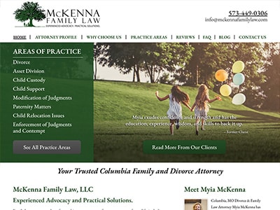 Law Firm Website design for McKenna Family Law, LLC