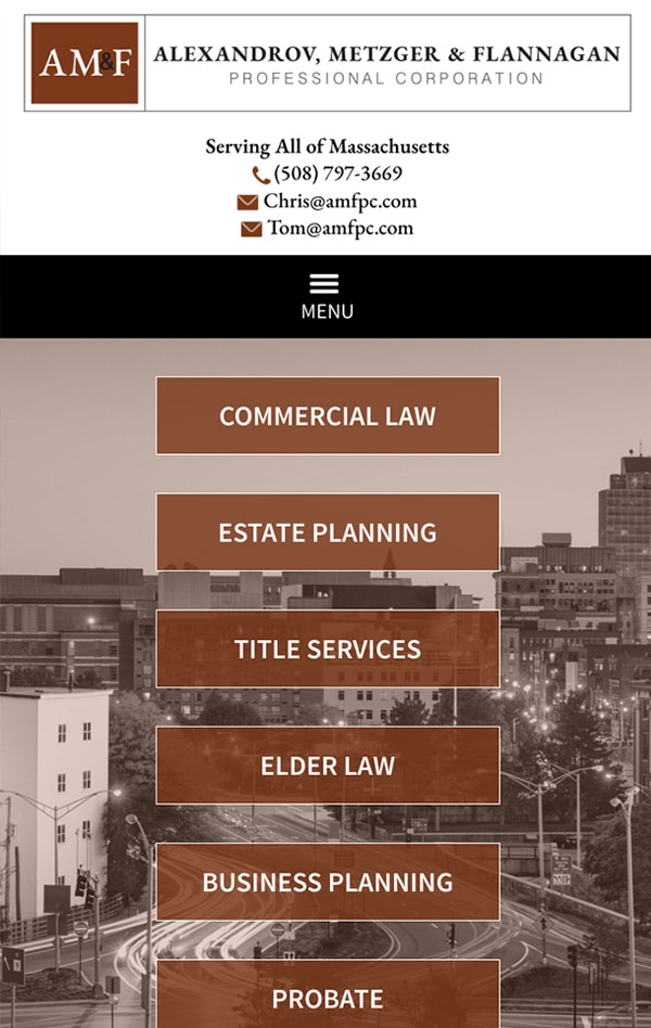 Mobile Friendly Law Firm Webiste for Alexandrov, Metzger & Flannagan