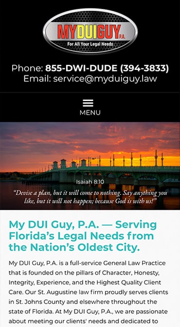 Responsive Mobile Attorney Website for My DUI Guy, P.A.