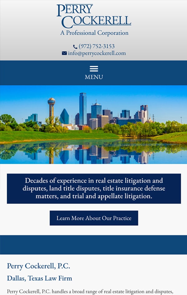 Mobile Friendly Law Firm Webiste for Perry Cockerell, P.C.