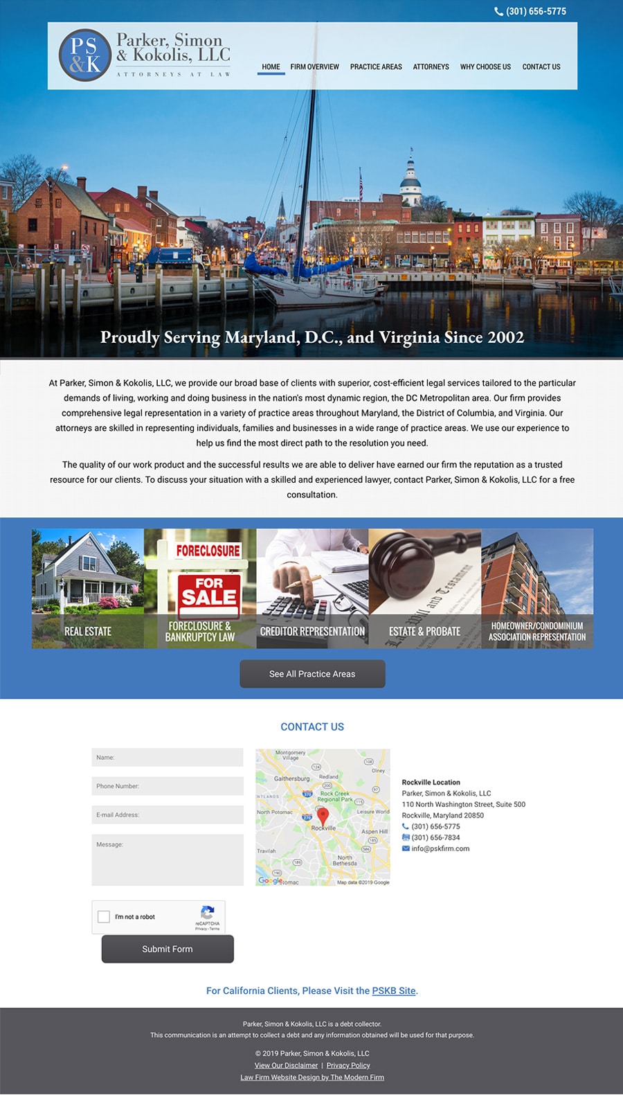 Law Firm Website Design for Parker, Simon & Kokolis, LLC