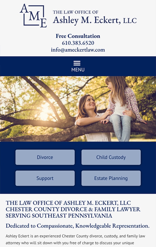 Mobile Friendly Law Firm Webiste for The Law Office of Ashley M. Eckert, LLC
