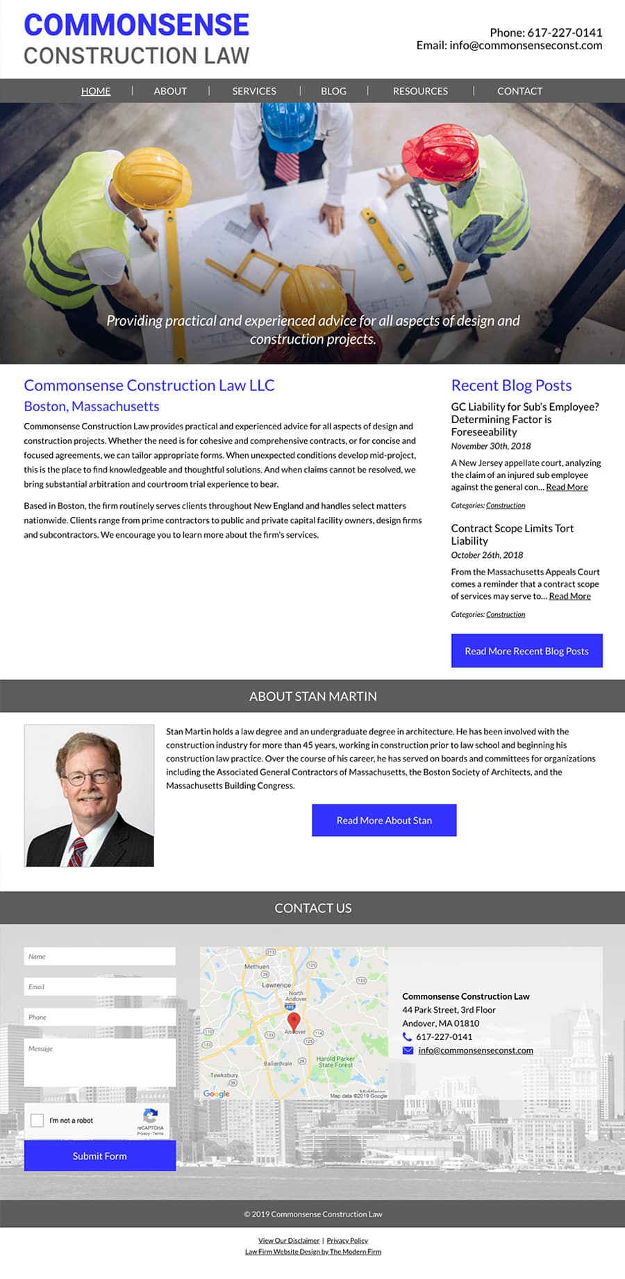 Law Firm Website Design for Commonsense Construction Law