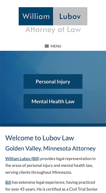 Responsive Mobile Attorney Website for Lubov Law, LLC