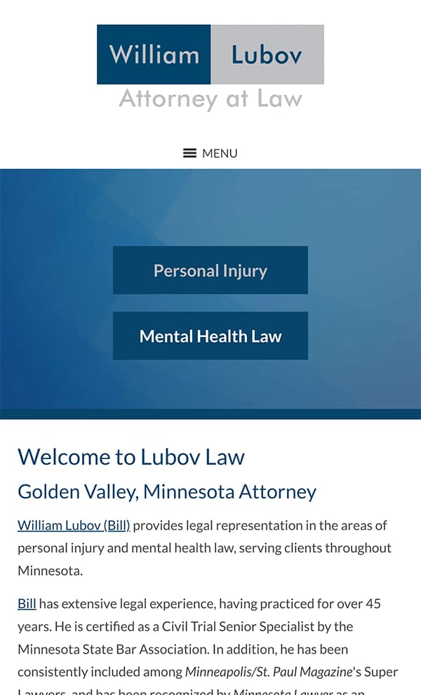 Mobile Friendly Law Firm Webiste for Lubov Law, LLC