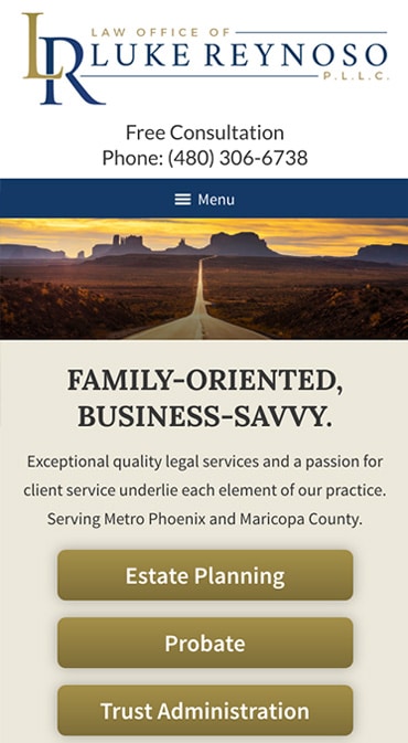 Responsive Mobile Attorney Website for Law Office of Luke Reynoso, PLLC