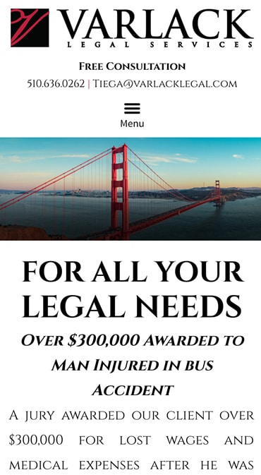 Responsive Mobile Attorney Website for Varlack Legal Services