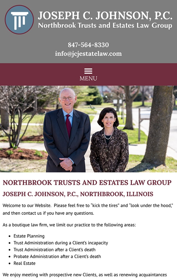 Mobile Friendly Law Firm Webiste for Joseph C. Johnson, P.C.