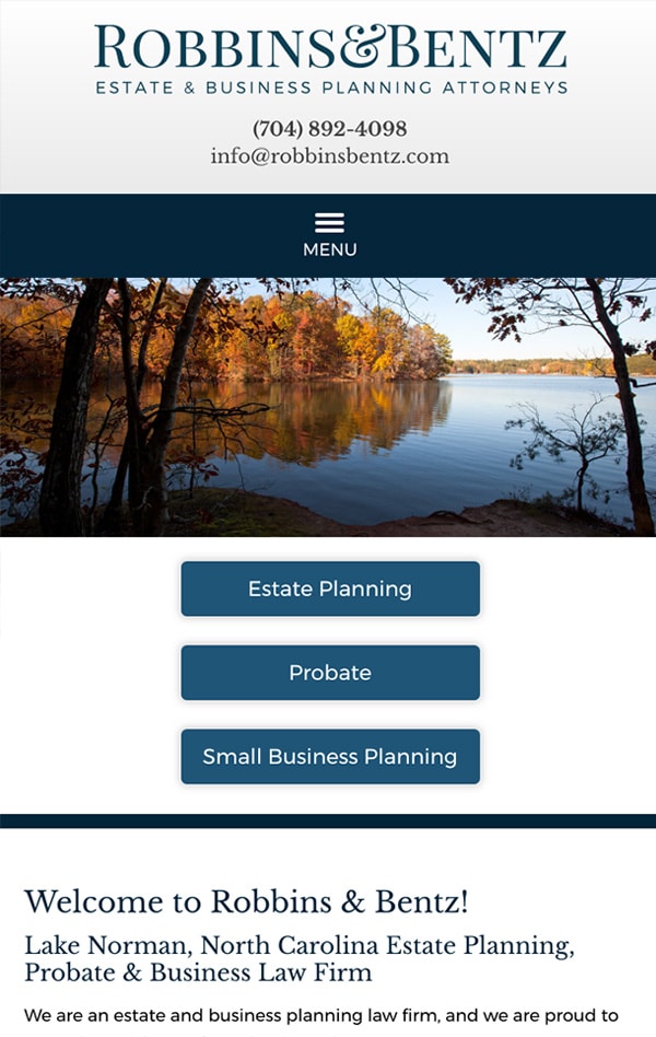 Mobile Friendly Law Firm Webiste for Robbins & Bentz