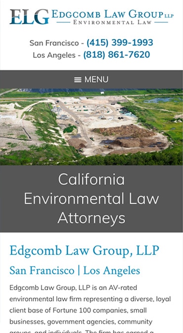 Responsive Mobile Attorney Website for Edgcomb Law Group LLP