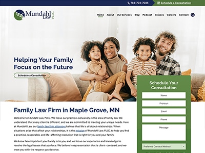 Law Firm Website design for Mundahl Law, LLC