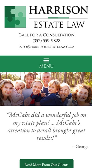 Responsive Mobile Attorney Website for Harrison Estate Law, P.A.