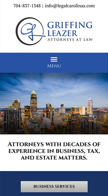 Responsive Mobile Attorney Website for Griffing Leazer, PLLC