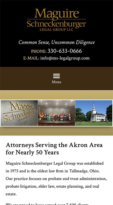 Responsive Mobile Attorney Website for Maguire Schneckenburger Legal Group, LLC