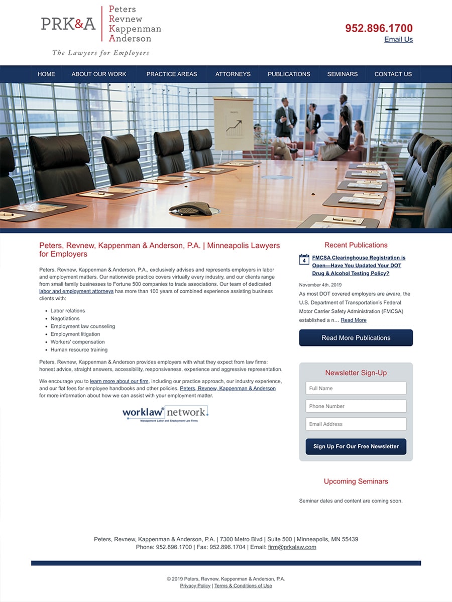 Law Firm Website Design for Peters, Revnew, Kappenman & Anderson, P.A.