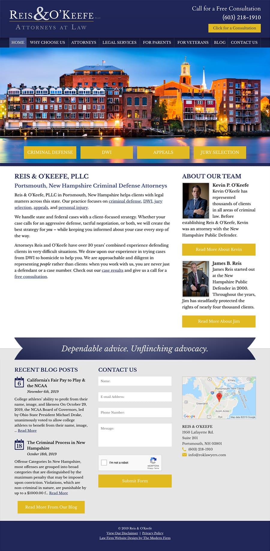 Law Firm Website Design for Reis & O'Keefe