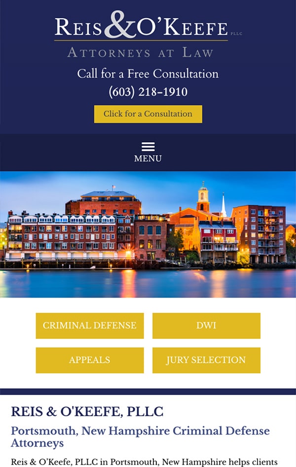 Mobile Friendly Law Firm Webiste for Reis & O'Keefe